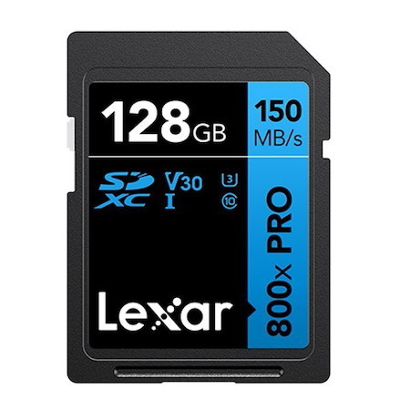 Lexarl 800X Pro SDXC 128GB C10, Uhs-I U3, V30, Up To 150MB/s Read, Up To 45MB/s Write