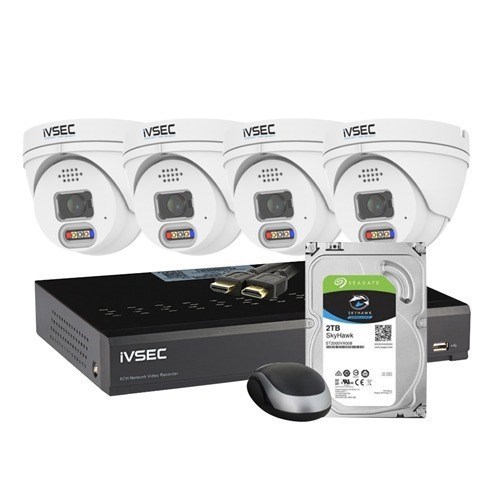 Ivsec LX Series Kit 4 X Nc119xa 4MP Ip Cam + Nr004xa-2Tb 4 X PoE NVR 4K, Basic Ivs