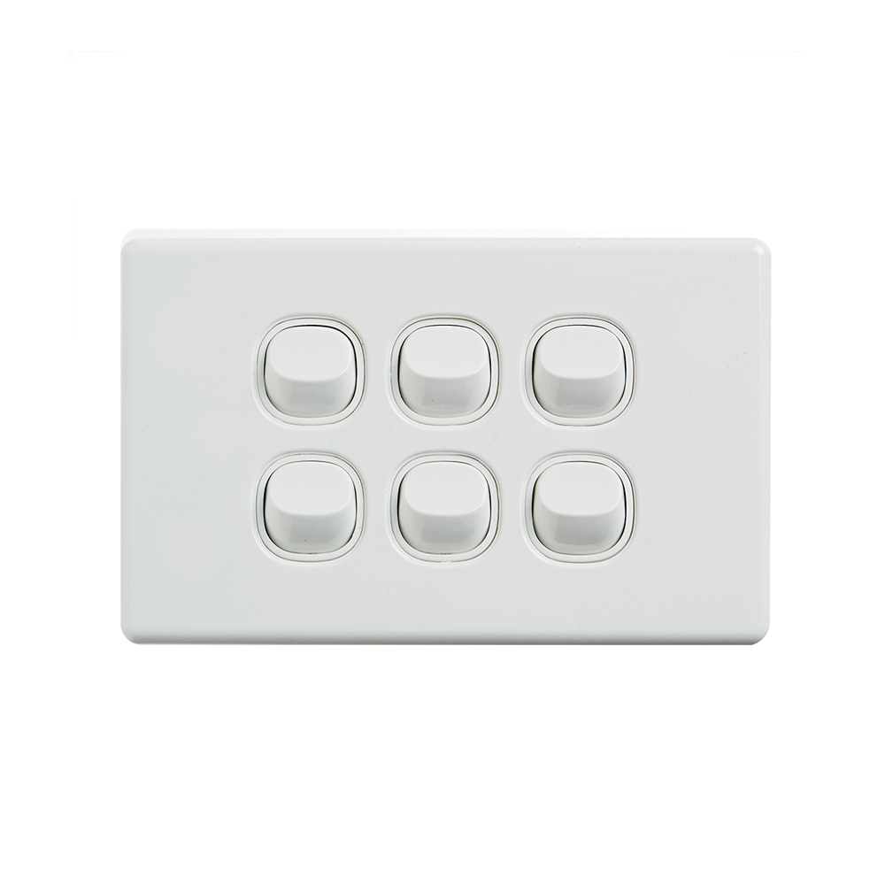 4Cabling 4C | Elegant Wall Switch 6 Gang 250V 16A - Horizontal