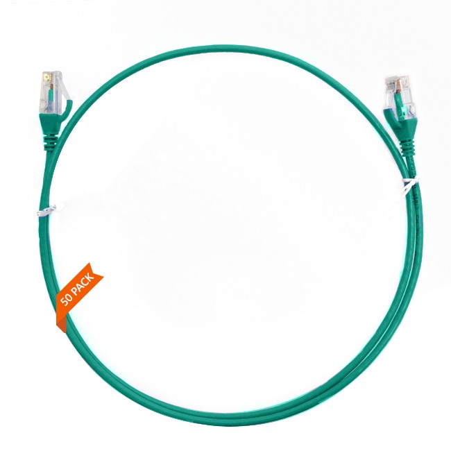 4Cabling 0.5M Cat 6 Ultra Thin LSZH Pack Of 50 Ethernet Network Cable. Green