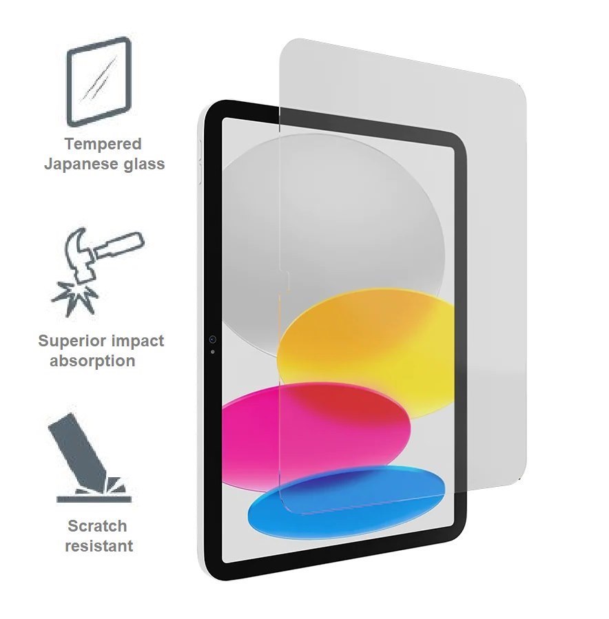 Cygnett OpticShield Apple iPad (10.9') (10TH Gen) Tempered Glass Screen Protector -(CY4392CPTGL),Superior Impact Absorption