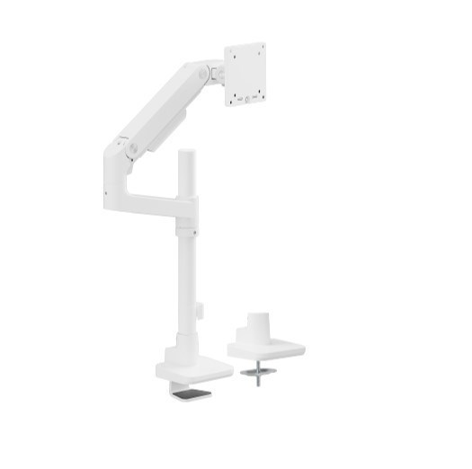 Brateck LDT81-C012P-W Noteworthy Pole-Mounted Heavy-Duty Gas Spring Monitor Arm For Most 17'~49' Monitors, Fine Texture White (New)