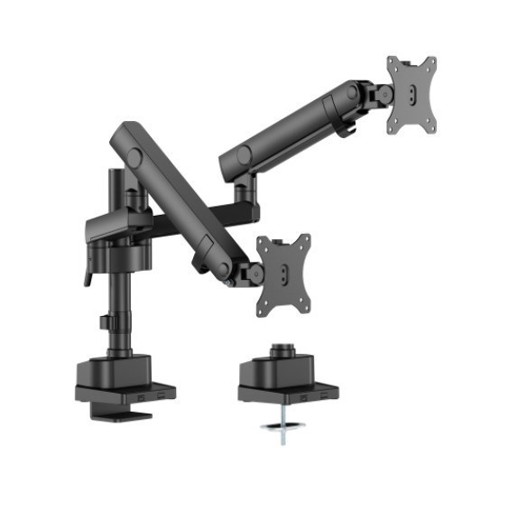 Brateck LDT84-C024P-B Dual Screen Pole-Mounted Heavy-Duty Mechanical Spring Monitor Arm Black (New)