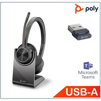 Poly HP Poly Voyager 4320 Oth Wireless Uc Stereo Headset W/Charging Stand, BT700 Dongle , Usb-A