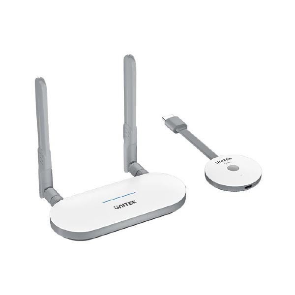 Unitek Wireless Hdmi Transmitter &Amp; Receiver Kit 1920, *1080@60Hz, Up To 50M, Max. Gift Box. Network:2.4G+5G, Android/ Windows/ Ios/ Mac, White