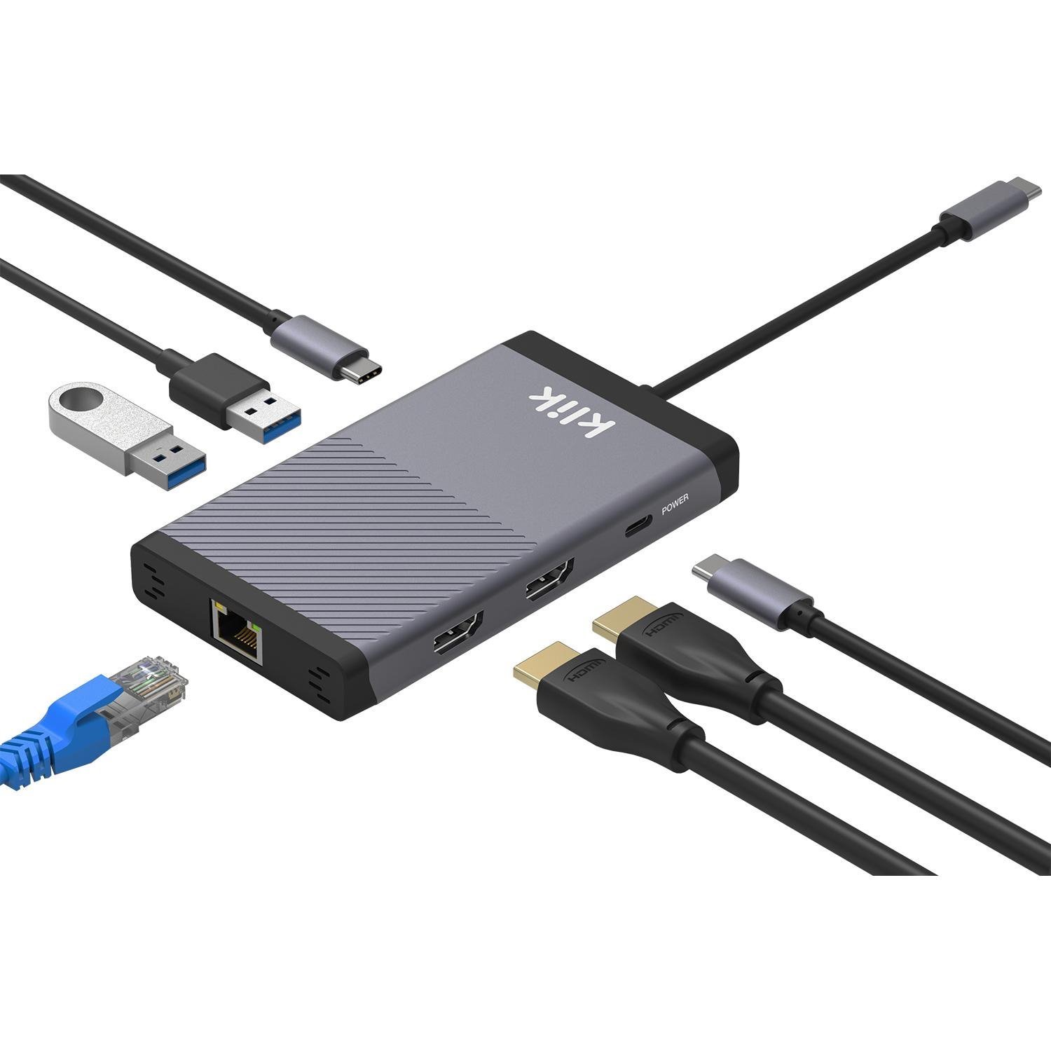 Klik Universal Usb-C DisplayLink Dual Hdmi Multi-Port Adapter