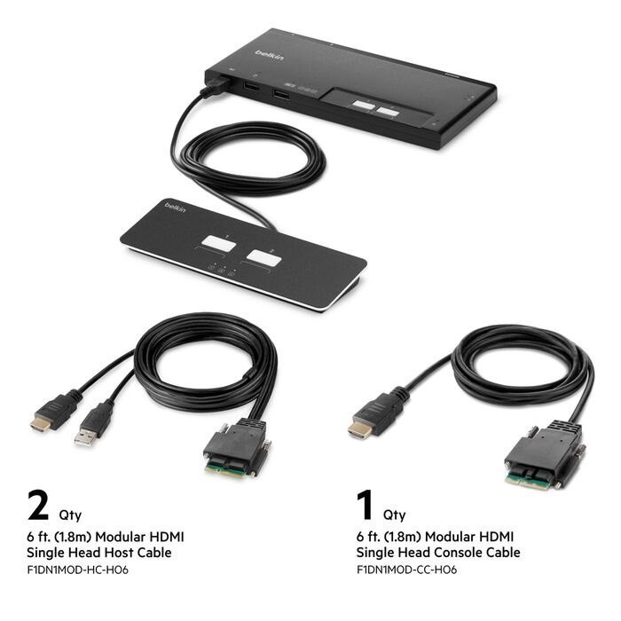 Belkin 2-Port Single Head Hdmi Modular Secure KVM Switch PP4.0 W/ Remote