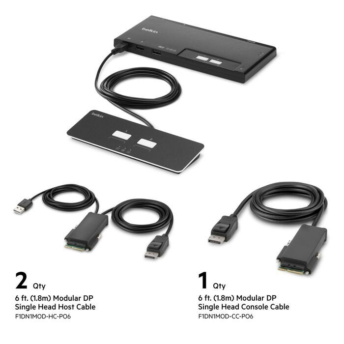 Belkin 2-Port Single Head DP Modular Secure KVM Switch PP4.0 W/ Remote