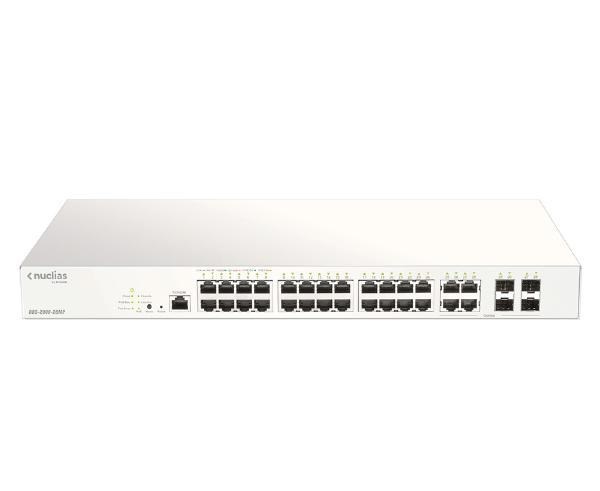 D-Link DBS-2000, 28-Port Unmanaged PoE Nuclias Cloud-Managed Switch With 24 PoE And 4 Combo 1000 Mbps/SFP Ports, 370W
