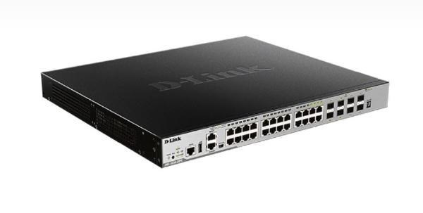 D-Link DGS-3630, 28-Port Stackable Managed Switch With 20 Base-T PoE, 4 Combo Base-T PoE/SFP And 4 (10G) SFP+ Ports
