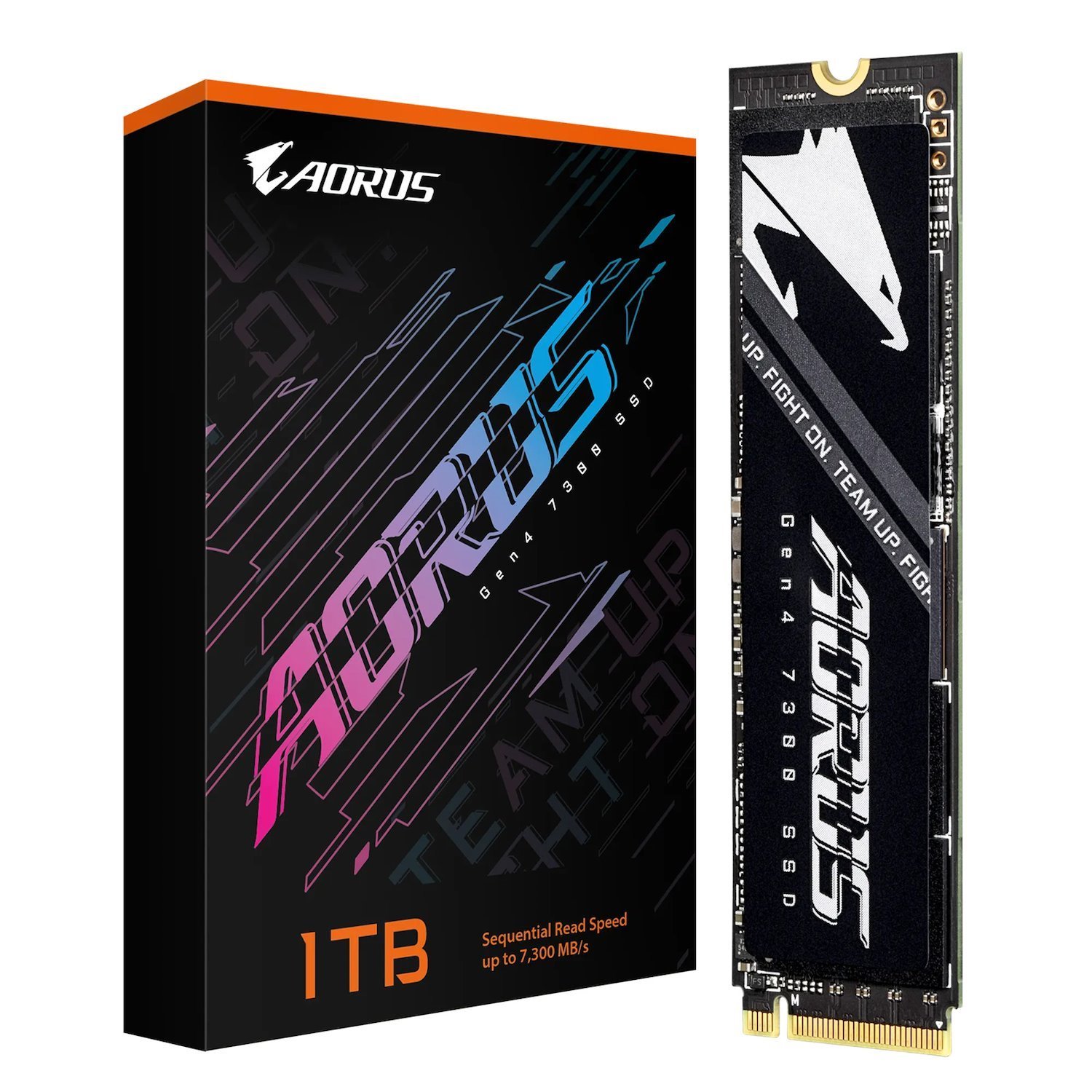 Gigabyte Aorus Gen4 7300 SSD 1TB PCIe4x4 NVMe1.4 M.2 2280 3D TLC DDR4 1GB 7300/6000MB/s 80×22×2.3MM MTBF1.6M 6.6W/6.7W 5yr/700TBW
