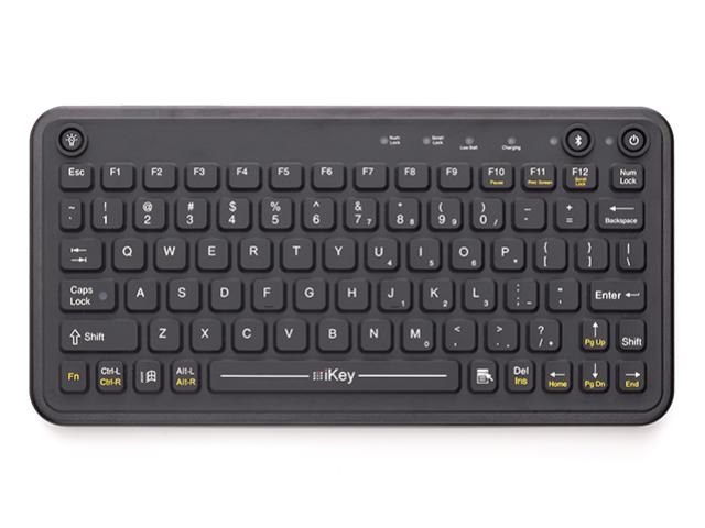 iKey Introduces The BT-80-03, The First Rechargeable Bluetooth®-Compatible Rugged Keyboard Designed For Use With Any Android, Windows Tablet Or iPad. This Compact Keyboard Is Less Than An Inch Thick M