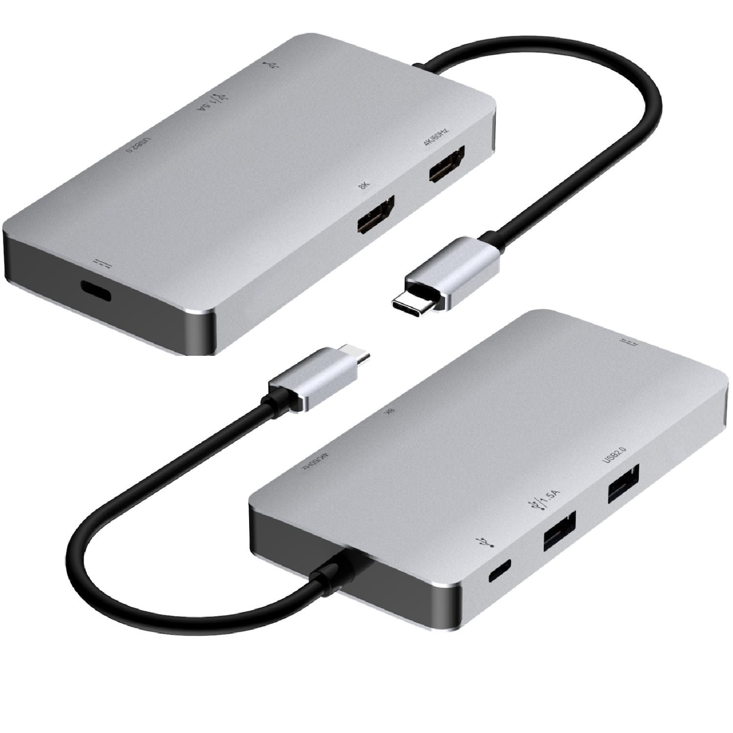 Cygnett Unite 6-In-1 Usb-C Hub Adapter (CY5147HUB61)2xUSB-A 3.0 1xUSB-C 3.0 1 Usb-C 100W PD 2X Hdmi 8K 5GBPS Data Speed, 2 Years Warranty