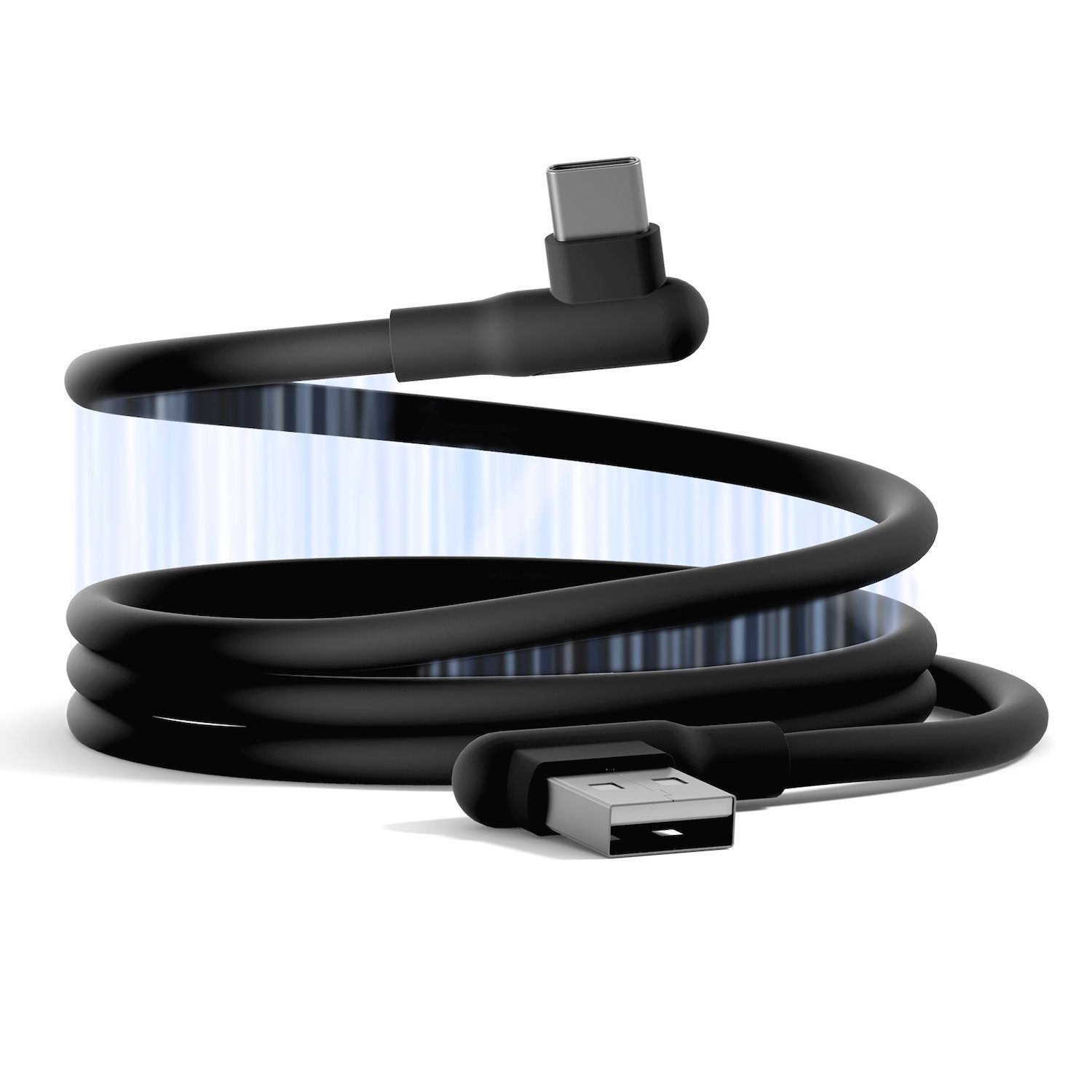 Cygnett DriveSync Right Angled Magnetic Silicone Usb-C To Usb-A Cable (0.7M) - (Cy5665ccacb), 3A/60W, 480Mbps, Drive & SYNC, 2 Years Warranty