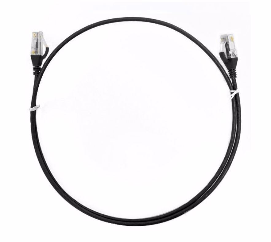 8Ware Cat6 Ultra Thin Slim Cable 20M - Black Color Premium RJ45 Ethernet Network Lan Utp Patch Cord 26Awg For Data Only, Not PoE