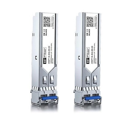 H!Fiber 1.25G Single Mode SFP LC Module, 1000Base-LX/LH Fiber  Transceiver for Cisco GLC-LH-SMD, Meraki, Ubiquit UniFi, TP-Link,  Fortinet, Intel, Netgear, Mikrotik and More (SMF,1310nm,20km,DDM) 2  Pack