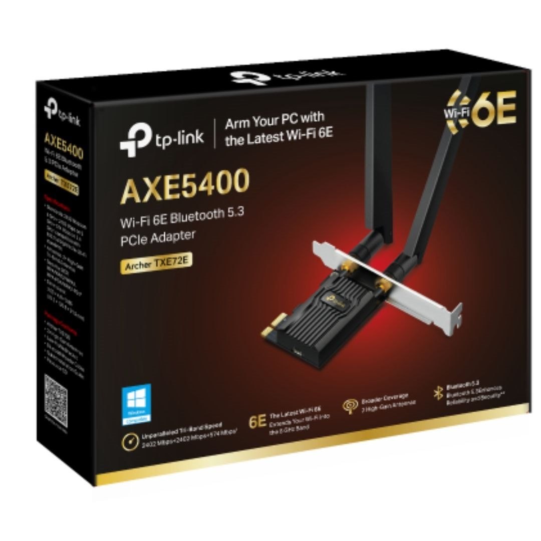 Tp-Link Archer Axe5400 Bluetooth 5.3 Pcie Wi-Fi 6E Tri-Band Adapter, 3YR