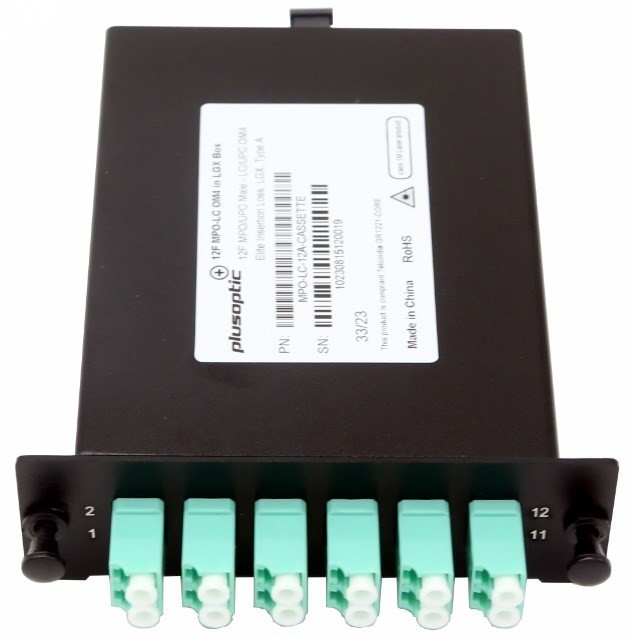 PlusOptic Mpo Cassette 12 Port Lc/Upc Om4 (1 X 12 Core Mpo-Lc) Type A