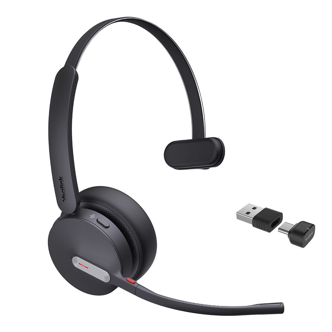 Yealink BH70 Bluetooth Wireless Mono Headset Uc, 3 Mic Noise Cancellation Talk Time Up To 35H BT51 C Dongle With Type A Adaper Comfort Wearing