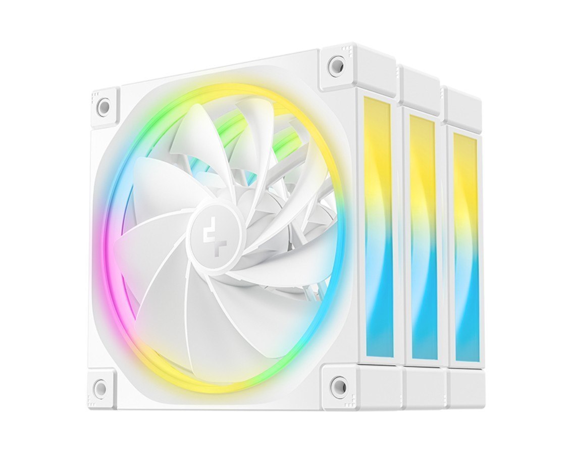 DeepCool FL12R White 120MM (3-Pack) Unique Addressable RGB High Performance Fans, Low Noise, 4-Pin PWM, Fluid Dynamic Bearing