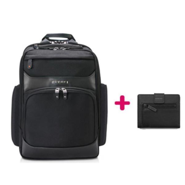 Everki Onyx Premium Travel Friendly Laptop Backpack Up To 15.6" + Rfid Slim Wallet With 8 card-Slots, Bill-Holder And Coin-Pouch Bundle