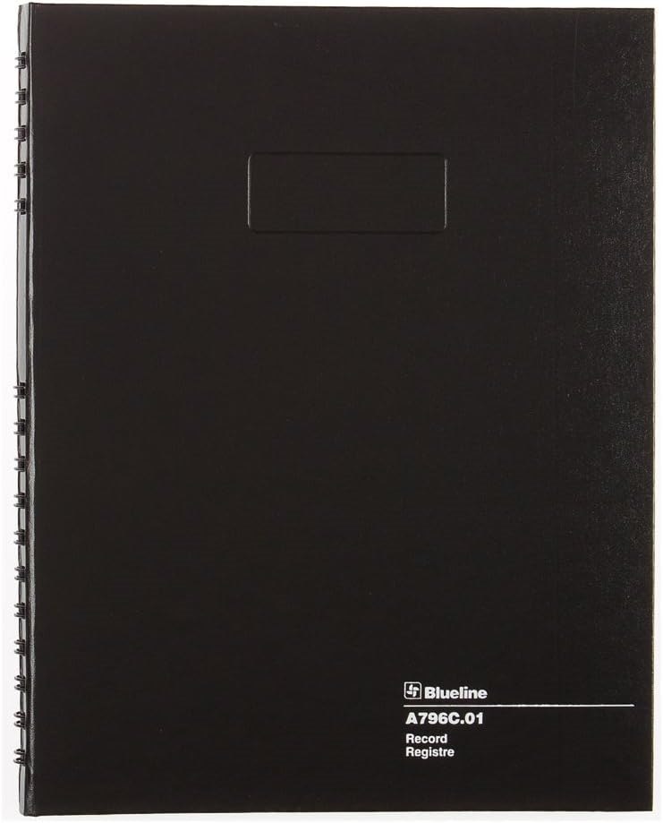 Blueline AccountPro Record Book, Twin-Wire Binding with Hard Cover, Record, 200 Pages, 10-1/4-Inch x 7-11/16-Inch, Black