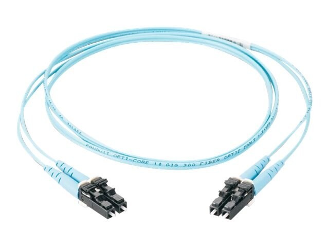 Corning LC-LC 50/125 Om4 Duplex Fiber Optic Patch Cable, Aqua, 1M