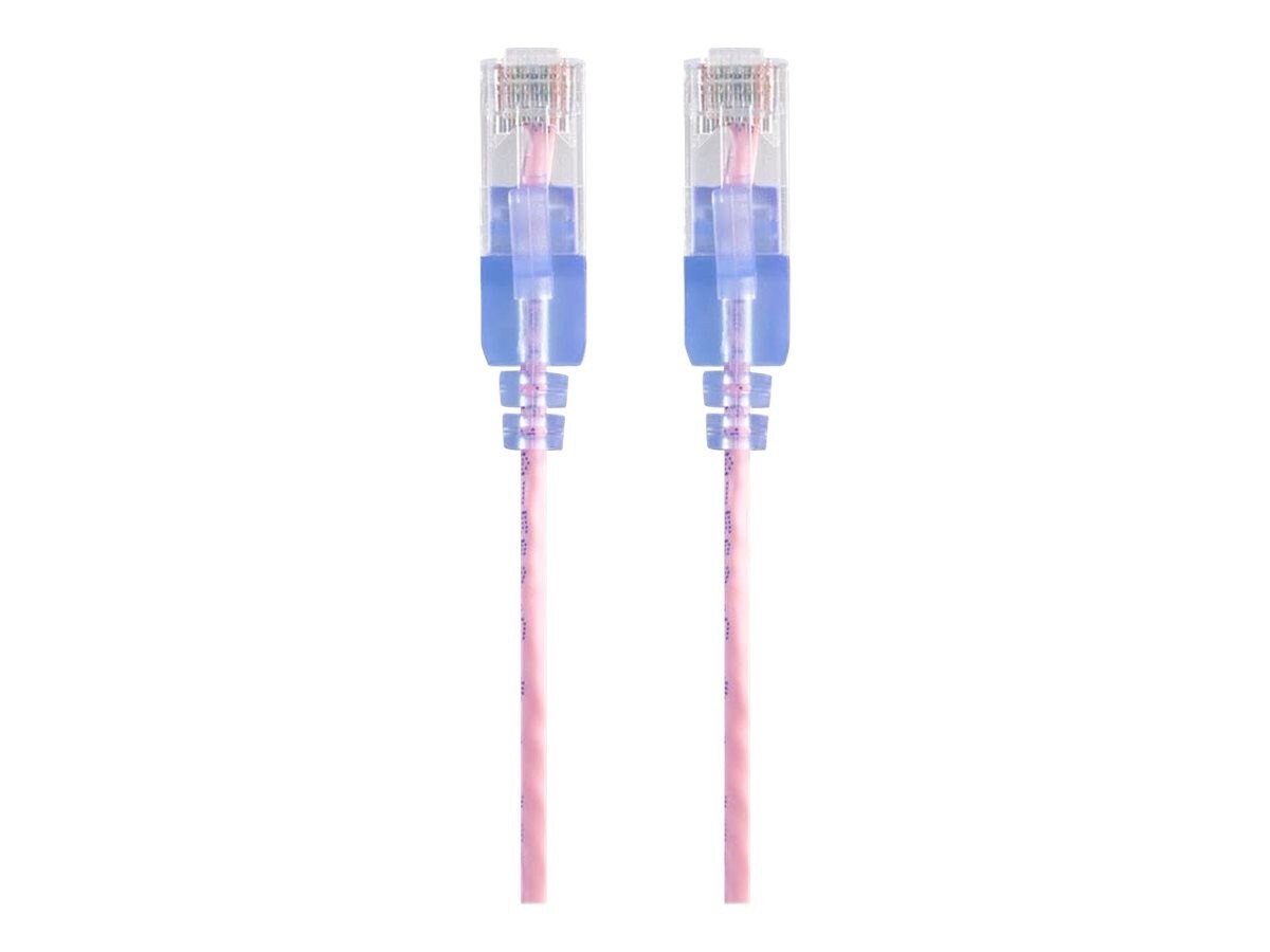 Monoprice SlimRun Cat6A 30Awg 550MHz Utp Pure Bare Copper Wire 10G Snagless Patch Cable, Pink, 7FT, 5-Pack