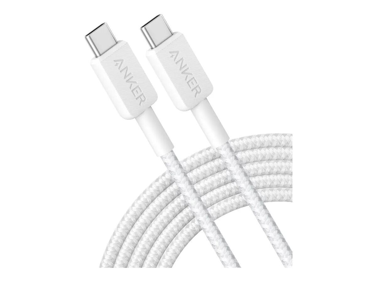 Anker 322 Braided Usb-C To Usb-C Cable, White, 10FT