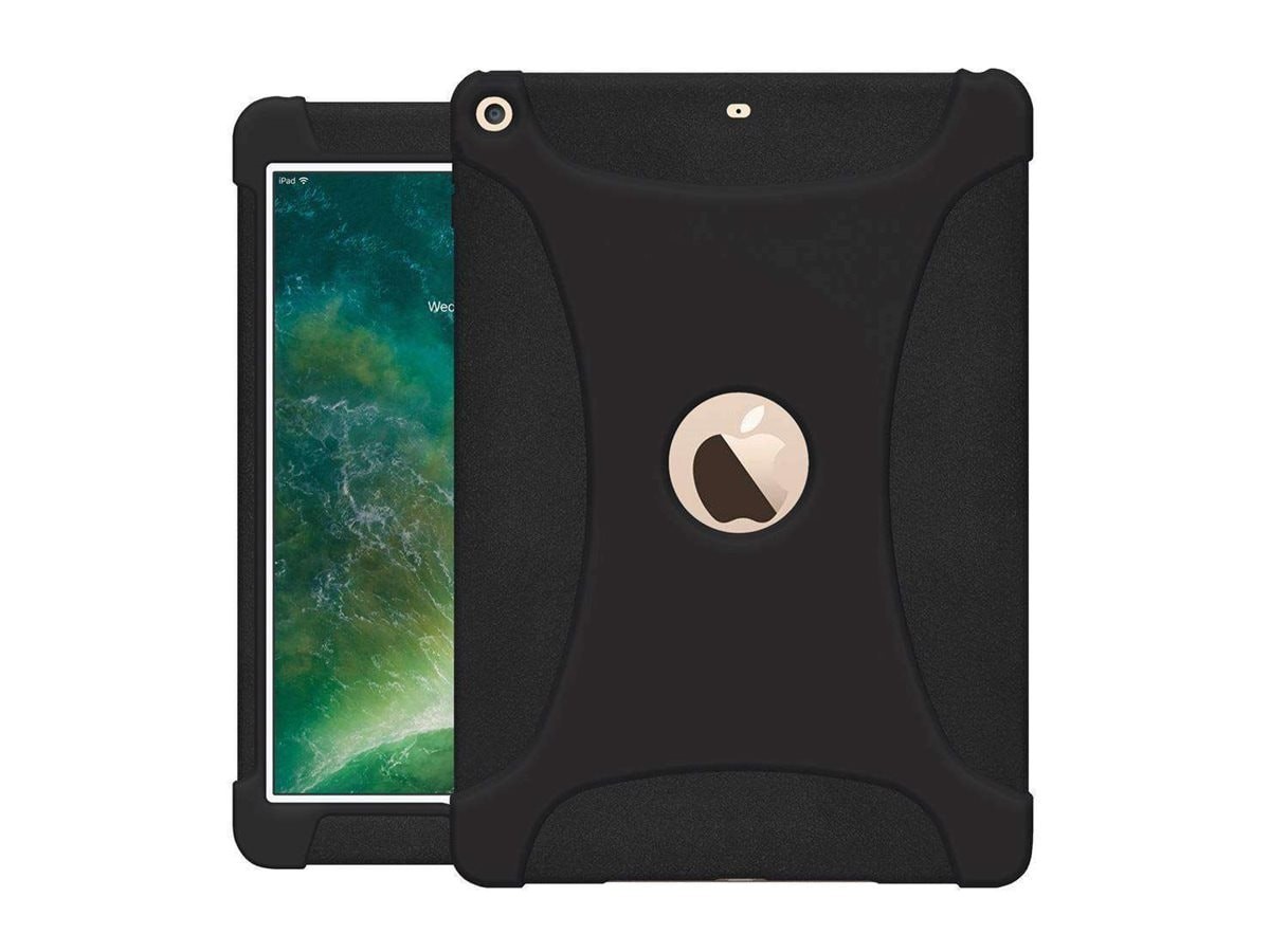 Amzer Shockproof Rugged Silicone Skin Jelly Case For iPad 9.7 (2017/ 2018) - Black