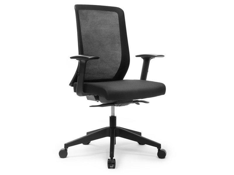 Hat Design Works Iku Chair With Black Frame, Raven Mesh, Jet Seat Upholstery, And Black Nylon Whe