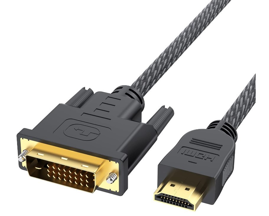 Bidirectional HDMI to DVI Cable 6FT, HDMI to DVI-D(24+1) or DVI to HDMI Male Adapter Cord 6' Braided (Bi-Directional)