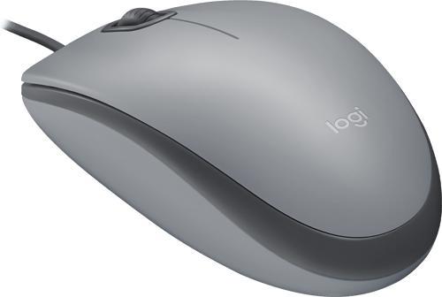 Logitech M110 Silent Full-size Mouse - USB Type A - Optical - 3 Button(s) - Mid Gray