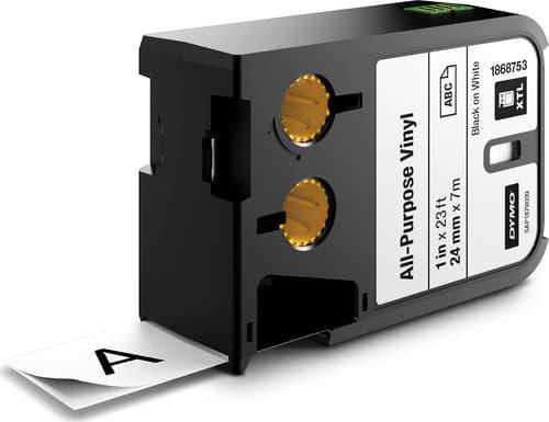 Dymo Tape Vinyl 24MM Svart/Vit - XTL