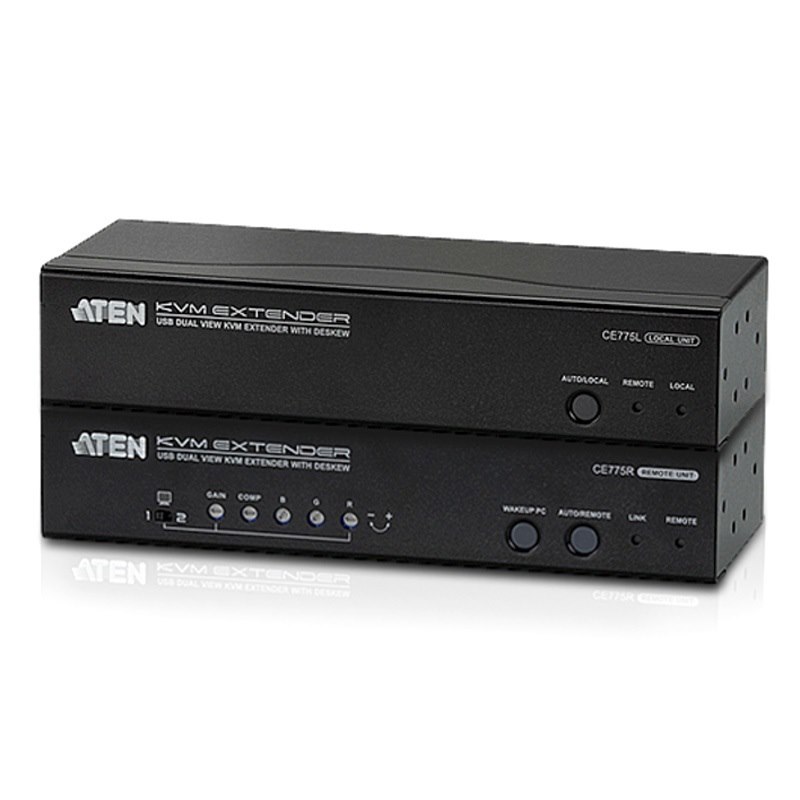 Aten Usb Dual Vga Cat 5 KVM Extender With Deskew, Extends Up To 1280 X 1024 @ 300M And 1920 X 1200 @ 60Hz @ 150 M, Extends RS232 And Audio