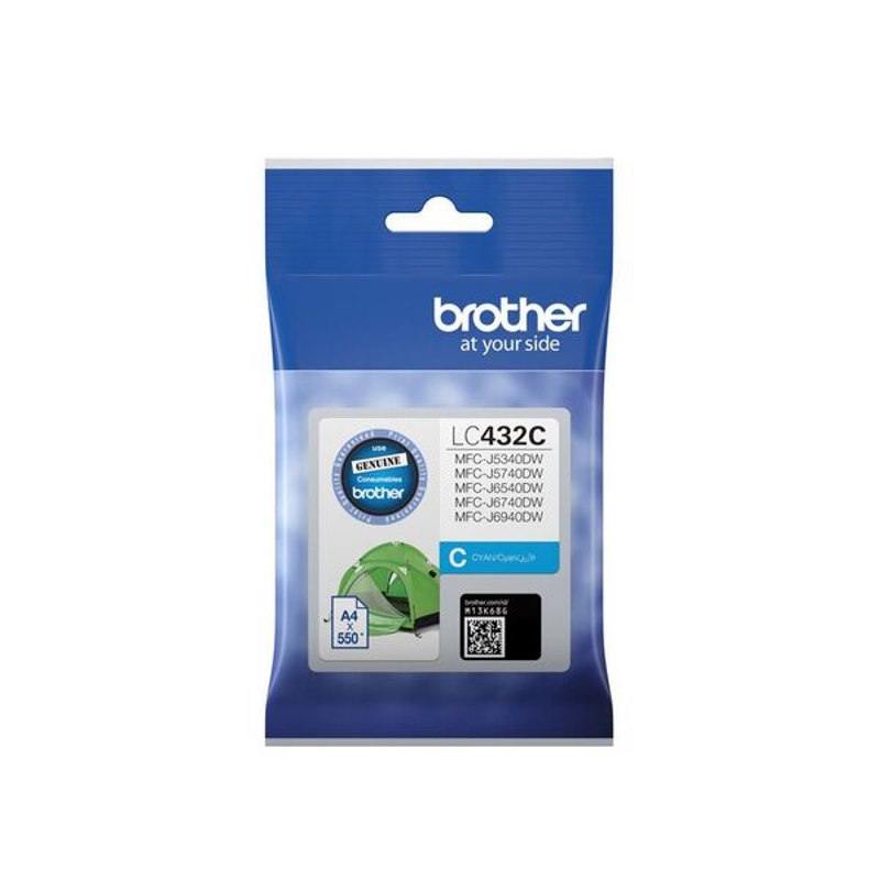 Brother LC-432C Cyan Ink Cartridge To Suit MFC-J5740DW/MFC-J6940DW - Up To 550 Pages