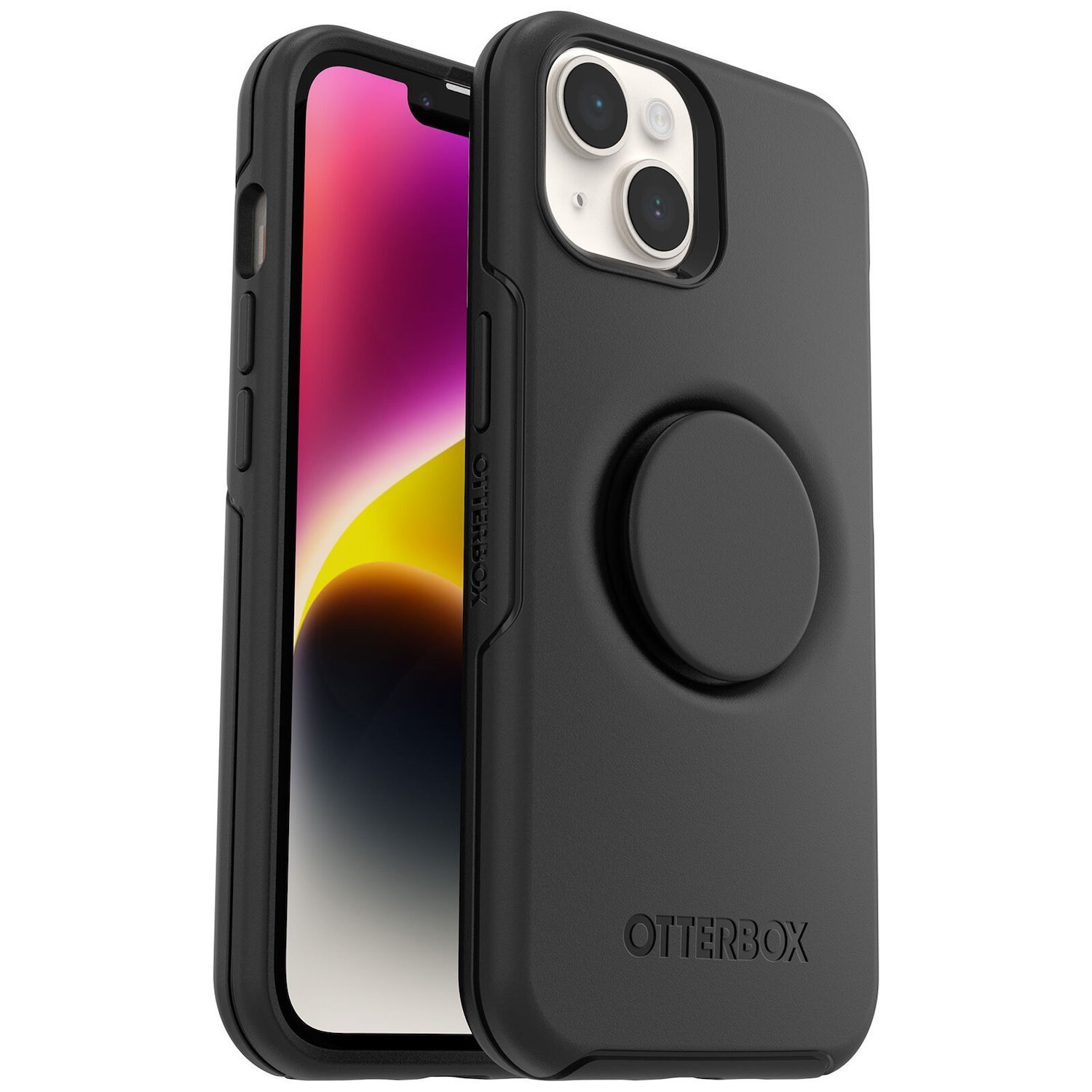OtterBox Apple iPhone 14 Plus Otter + Pop Symmetry Series Antimicrobial Case - Black (77-88743), 3X Military Standard Drop Protection, Pocket-Friendly