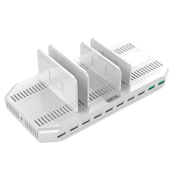 Unitek Y-2190A 10 Port Usb Smart Charging Station (8 Port 2.4A Type A + 2 Port QC 3.0 Type A). Max Power 90W. Rapid Charging. Over-Charge Over Voltage Over Heating And Short Cirtuit Protection.