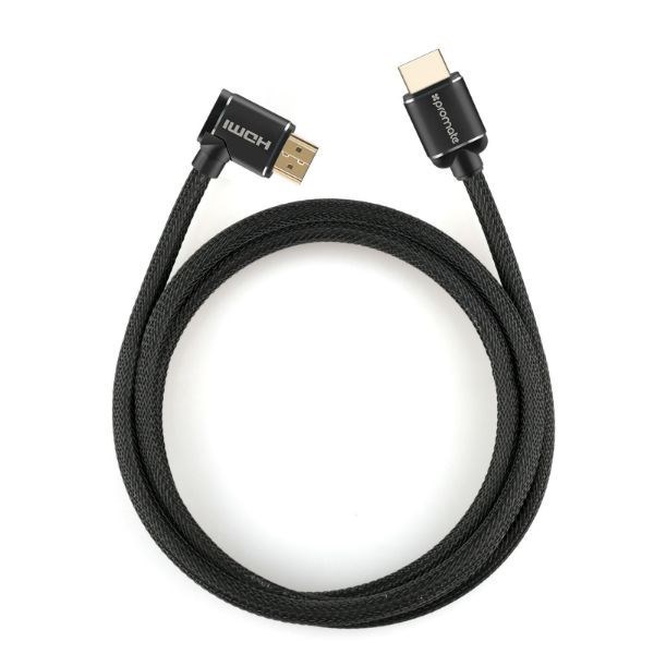 Promate 1.5M 4K Hdmi Right Angle Cable. 24K Gold Plated. 4K 60Hz. High Speed Ethernet. 3D Support. Mesh Braided.