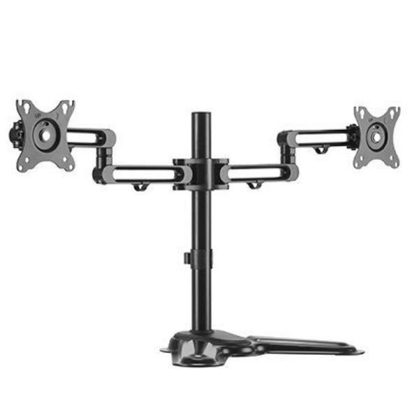Brateck Lumi LDT30-T024 17"-32" Dual Screen Articulating Monitor Stand. Free-Tilting Design Sturdy Steel Base 360 Rotary Vesa Plate. Vesa 75X75 100X100 Max Load 16Kgs. Built-In Cable Managemen