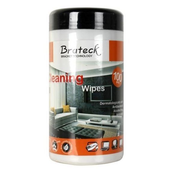Brateck Lumi CK-SC4-V2 100PC LCD Cleaning Wipes. Dermatologically Safe Alcohol Free Antistatic & Non-Streak. Suited For Cleaning Items Such As Phone Monitors TV S Laptops Glass Furniture Etc