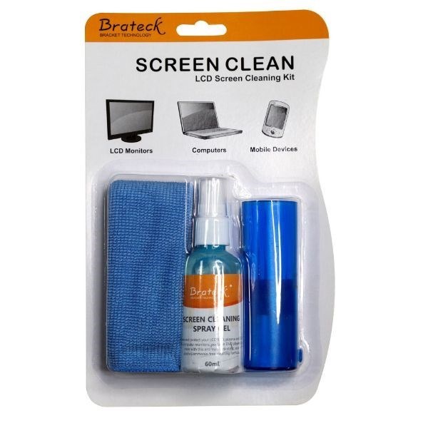 Brateck Lumi CK-SC1 Ammonia Free Screen LCD Cleaning Kit. Includes 60ML Non-Drip Cleaning Liquid Antistatic Brush And 20X20CM Microfibre Cloth.