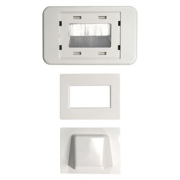 Amdex Wp-Bullnose Combination Flush & Bullnose Cable Management Wall Plate With Brush. White Colour
