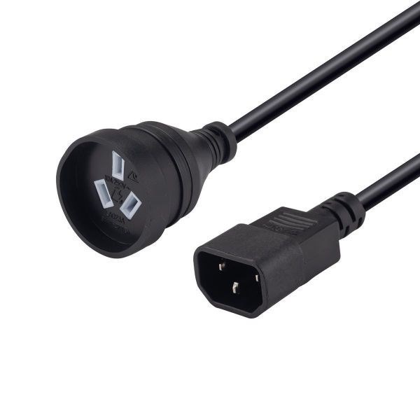 Dynamix 0.5M 3-Pin Socket To Iec C14 Male Connector. 10A. Saa Approved Power Cord. (Used To Power Standard Device From Ups Iec Connectors) Black Colour.