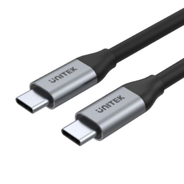 Unitek 1M Usb-C To Usb-C 3.1 Gen2 Cable For Syncing & Charging. Supports Up To 100W Usb PD. Supports Up To 4K@6Hz. Up To 1Gbps. Space Grey & Black Colour.