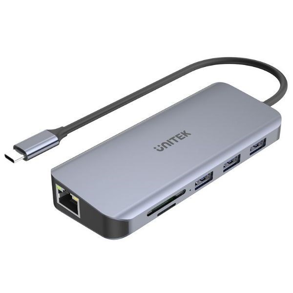 Unitek 9-In-1 Usb 3.1 Multi-Port Hub With Usb-C Connector. Includes 1X Hdmi Port, 1X Vga Port, 3X Usb-A Ports, 1X RJ45, Card Reader, Plus PD 100W.