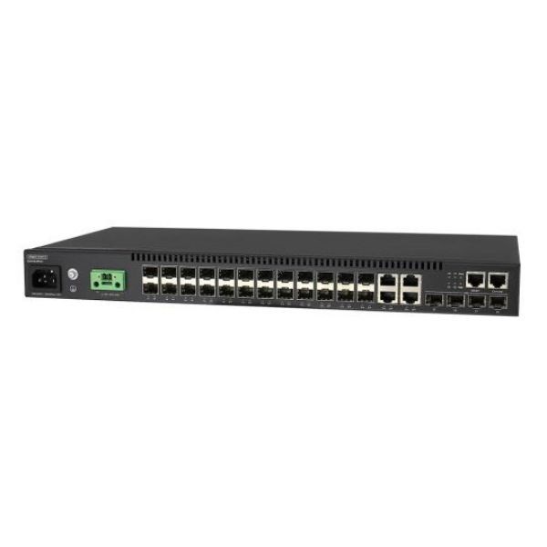 Edgecore 20 Port Gigabit Managed L2 +Switch With Enhanced Temp Range. With 4X SFP+ 10G Uplinks, 4X CG (RJ-45/SFP), 1X Ge Out-Of-Band Management & 1X RJ45 Console Port. IPv6 Support, VPN, & Vlan.