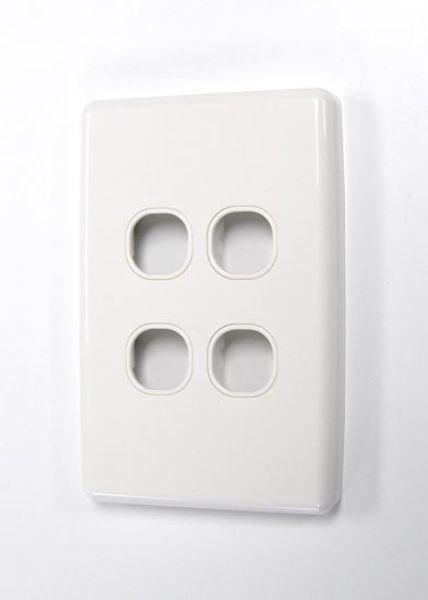 Amdex Switch Plate Only. 4 Gang WPC Series Wall Face Full Cover Plate. (Accepts Clipsal Style Mechs)