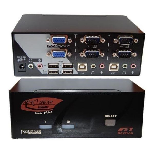 Rextron Dual View 2 Port Vga/Usb KVM Switch With Audio.