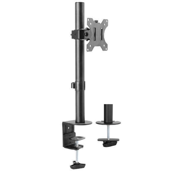 Brateck 13'-32' Single Monitor Desk Mount Rotate, Tilt Swivel. Supports Vesa 75X75 & 100X100. Max Load: 8Kgs. Includes Clamp Or Grommet Option. Matte Black Colour. *September Promo - Up To 25% Off